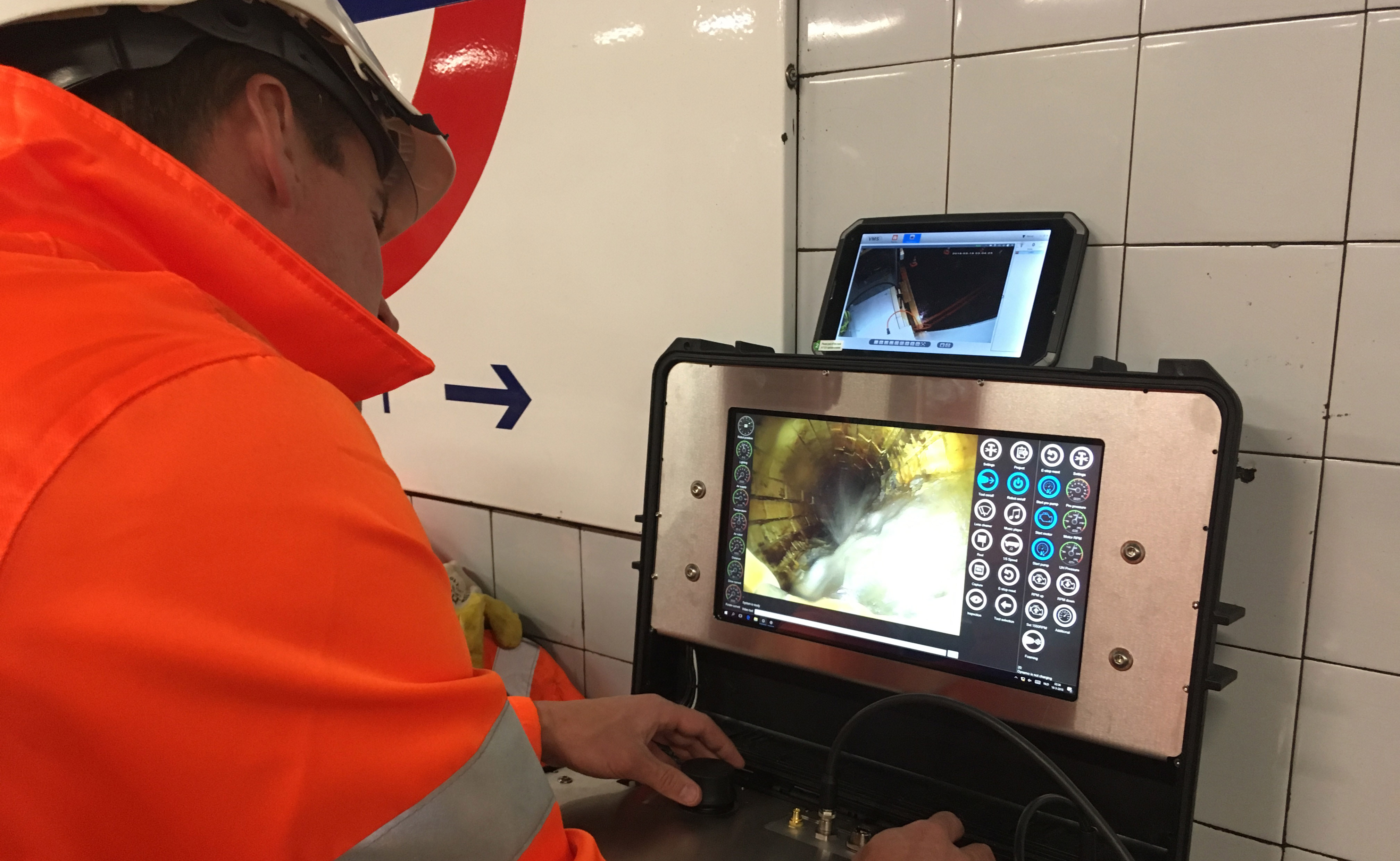 Sewer Robotics mobile control unit used for removing concrete from london underground